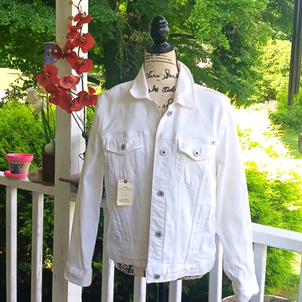 LUCKY BRAND NWT Classic Denim Jacket White Large